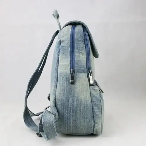  Compact Denim Backpack with Functional Design